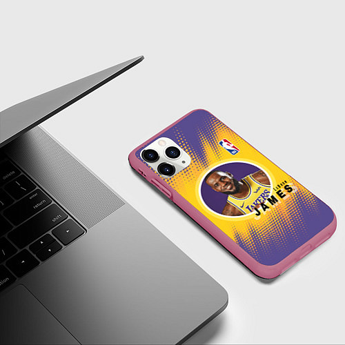 Чехол iPhone 11 Pro матовый LeBron James / 3D-Малиновый – фото 3
