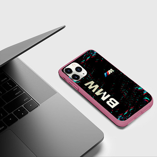 Чехол iPhone 11 Pro матовый BMW / 3D-Малиновый – фото 3