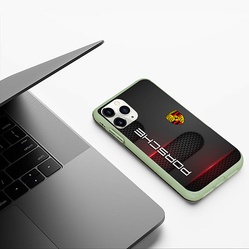 Чехол iPhone 11 Pro матовый PORSCHE / 3D-Салатовый – фото 3