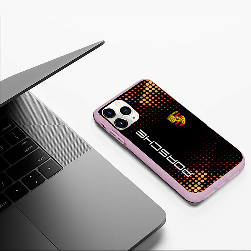 Чехол iPhone 11 Pro матовый PORSCHE / 3D-Розовый – фото 3