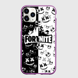 Чехол iPhone 11 Pro матовый FORTNITE MARSHMELLO, цвет: 3D-фиолетовый