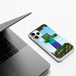 Чехол iPhone 11 Pro матовый Minecraft, цвет: 3D-белый — фото 2