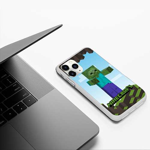 Чехол iPhone 11 Pro матовый Minecraft / 3D-Белый – фото 3
