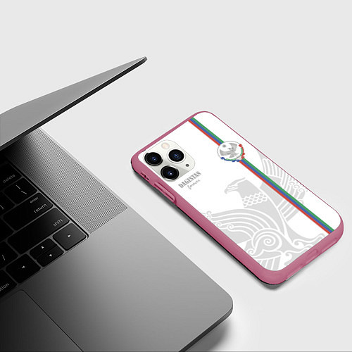 Чехол iPhone 11 Pro матовый Дагестан / 3D-Малиновый – фото 3