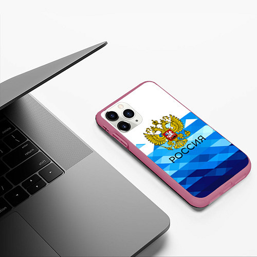 Чехол iPhone 11 Pro матовый РОССИЯ / 3D-Малиновый – фото 3