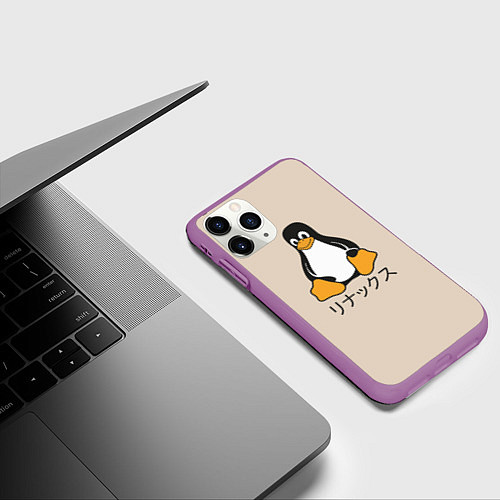 Чехол iPhone 11 Pro матовый Linux / 3D-Фиолетовый – фото 3