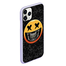 Чехол iPhone 11 Pro матовый Смайлик на черепе Emoji, цвет: 3D-светло-сиреневый — фото 2