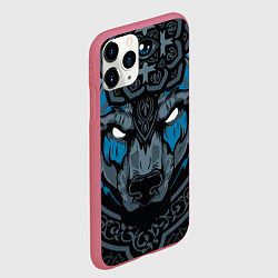 Чехол iPhone 11 Pro матовый Дикий медведь с узорами славянский, цвет: 3D-малиновый — фото 2