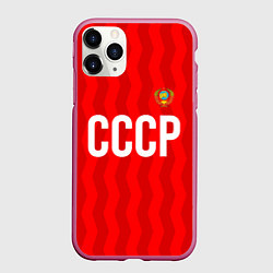 Чехол iPhone 11 Pro матовый Форма сборной СССР, цвет: 3D-малиновый