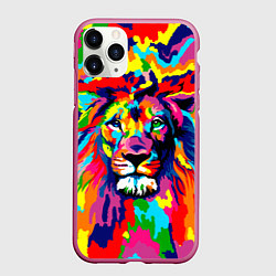 Чехол iPhone 11 Pro матовый Лев Artistic Art, цвет: 3D-малиновый