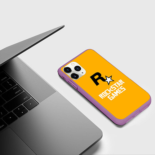 Чехол iPhone 11 Pro матовый Рокстар / 3D-Фиолетовый – фото 3