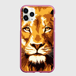 Чехол iPhone 11 Pro матовый Взгляд льва, цвет: 3D-малиновый