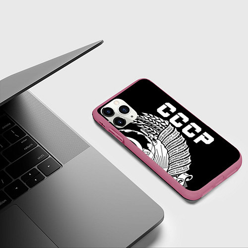 Чехол iPhone 11 Pro матовый СССР / 3D-Малиновый – фото 3