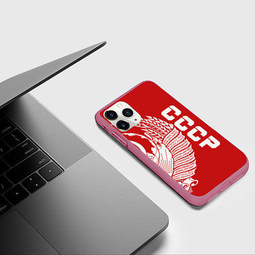 Чехол iPhone 11 Pro матовый СССР / 3D-Малиновый – фото 3