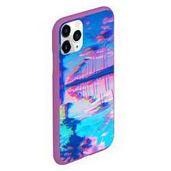 Чехол iPhone 11 Pro матовый ГАВАЙИ ГЛИТЧ, цвет: 3D-фиолетовый — фото 2