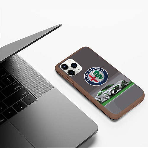 Чехол iPhone 11 Pro матовый Alfa Romeo motorsport / 3D-Коричневый – фото 3