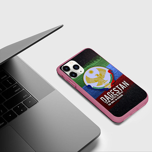 Чехол iPhone 11 Pro матовый Дагестан - Кавказ Сила / 3D-Малиновый – фото 3