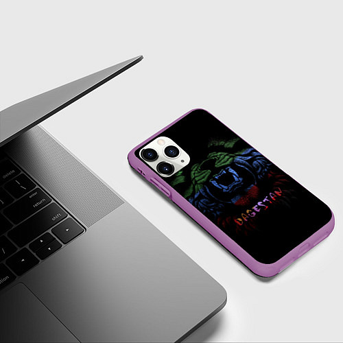 Чехол iPhone 11 Pro матовый Лев Дагестан / 3D-Фиолетовый – фото 3