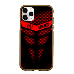 Чехол iPhone 11 Pro матовый Экзоскелет СССР, цвет: 3D-коричневый