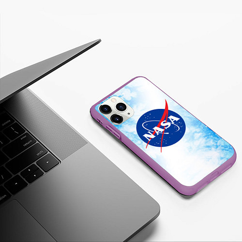 Чехол iPhone 11 Pro матовый NASA НАСА / 3D-Фиолетовый – фото 3