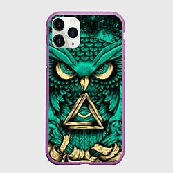 Чехол iPhone 11 Pro матовый Тотемная сова, цвет: 3D-фиолетовый