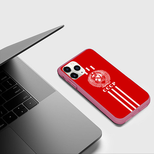 Чехол iPhone 11 Pro матовый СССР / 3D-Малиновый – фото 3