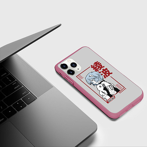 Чехол iPhone 11 Pro матовый Рэй Аянами / 3D-Малиновый – фото 3