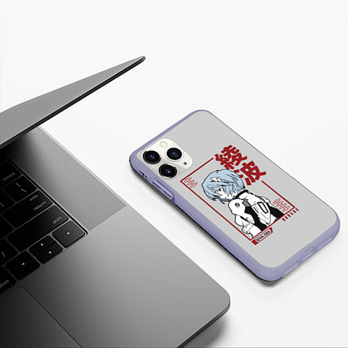 Чехол iPhone 11 Pro матовый Рэй Аянами / 3D-Светло-сиреневый – фото 3