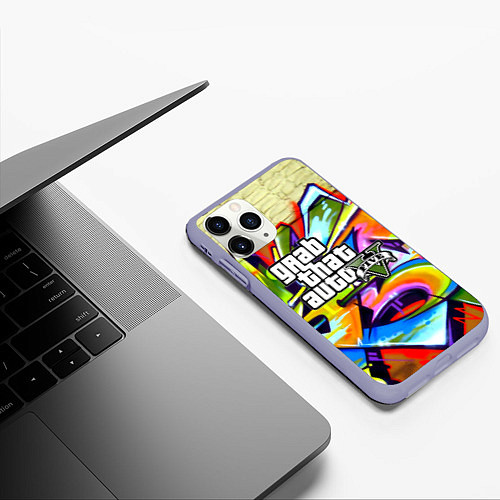 Чехол iPhone 11 Pro матовый GTA:5 / 3D-Светло-сиреневый – фото 3