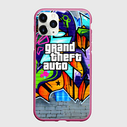 Чехол iPhone 11 Pro матовый GTA, цвет: 3D-малиновый