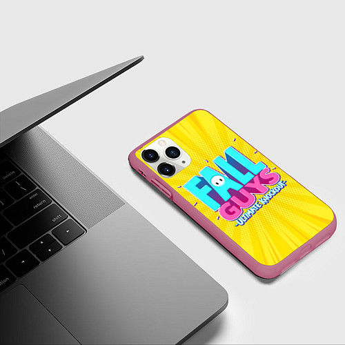 Чехол iPhone 11 Pro матовый Fall Guys / 3D-Малиновый – фото 3
