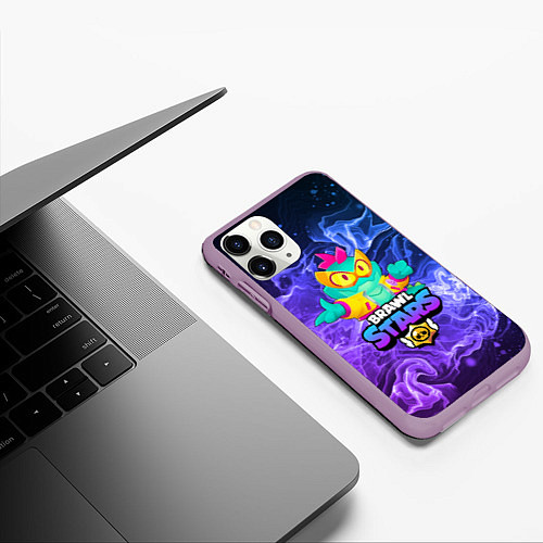 Чехол iPhone 11 Pro матовый BRAWL STARS DEXTER / 3D-Сиреневый – фото 3