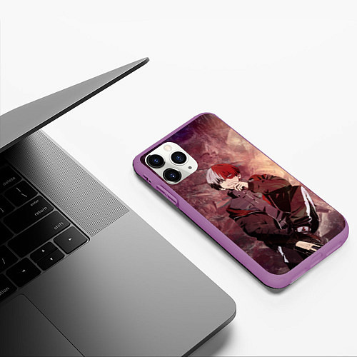 Чехол iPhone 11 Pro матовый Шото Тодороки / 3D-Фиолетовый – фото 3