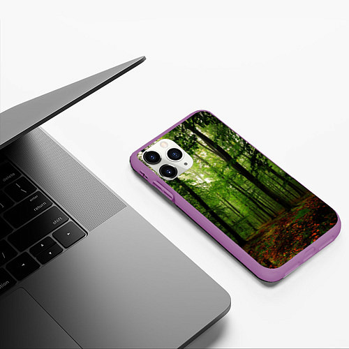 Чехол iPhone 11 Pro матовый Лес / 3D-Фиолетовый – фото 3