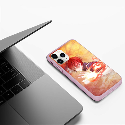Чехол iPhone 11 Pro матовый Тодороки Шото / 3D-Розовый – фото 3