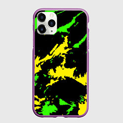Чехол iPhone 11 Pro матовый Желто-зеленый, цвет: 3D-фиолетовый