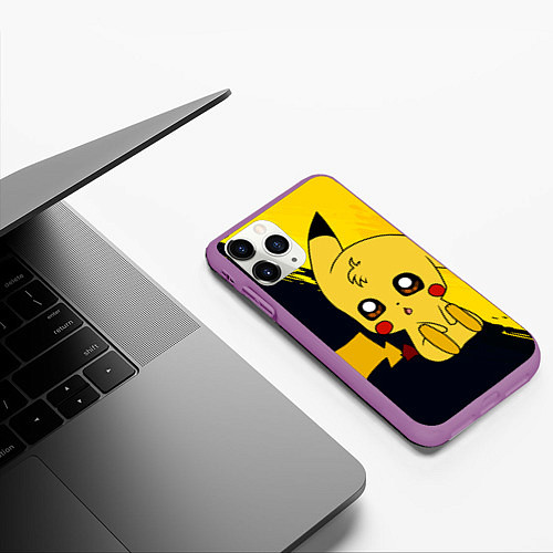 Чехол iPhone 11 Pro матовый ПикачуPikachu / 3D-Фиолетовый – фото 3