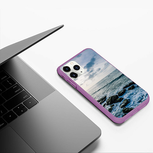 Чехол iPhone 11 Pro матовый Море / 3D-Фиолетовый – фото 3
