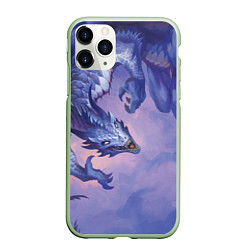 Чехол iPhone 11 Pro матовый Дракон воды, цвет: 3D-салатовый
