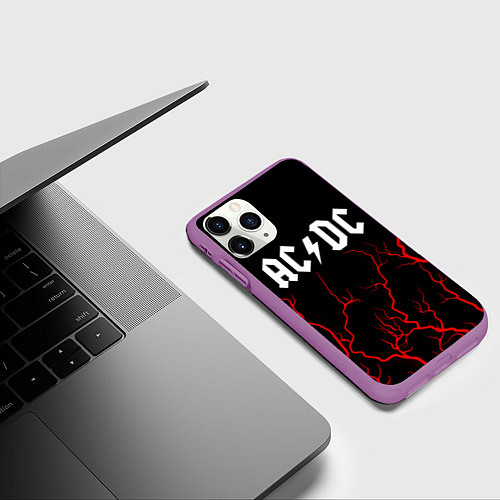 Чехол iPhone 11 Pro матовый AC DС / 3D-Фиолетовый – фото 3