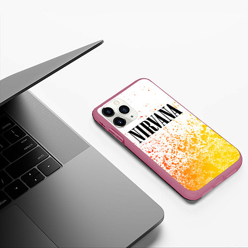 Чехол iPhone 11 Pro матовый NIRVANA НИРВАНА / 3D-Малиновый – фото 3