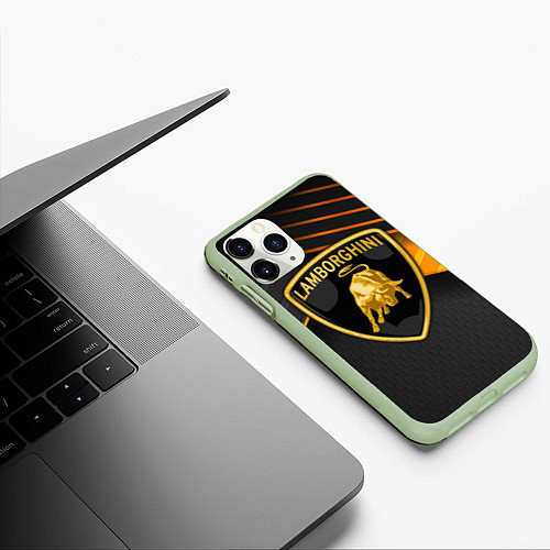 Чехол iPhone 11 Pro матовый Lamborghini / 3D-Салатовый – фото 3