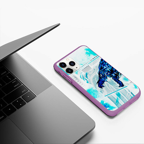 Чехол iPhone 11 Pro матовый CS GO HOWL ВОЙ / 3D-Фиолетовый – фото 3