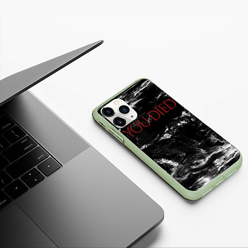 Чехол iPhone 11 Pro матовый YOU DIED / 3D-Салатовый – фото 3