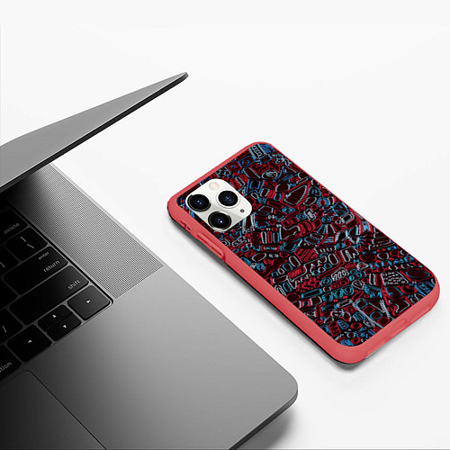 Чехол iPhone 11 Pro матовый Абстракция Неони / 3D-Красный – фото 3