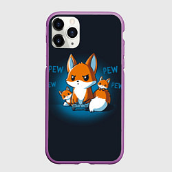 Чехол iPhone 11 Pro матовый Лисы-геймеры, цвет: 3D-фиолетовый