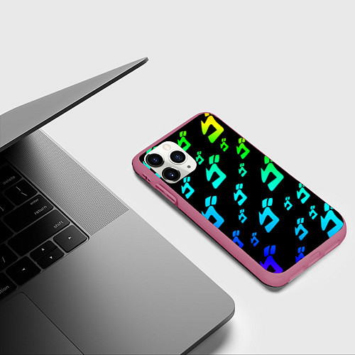 Чехол iPhone 11 Pro матовый JoJo Bizarre Adventure / 3D-Малиновый – фото 3