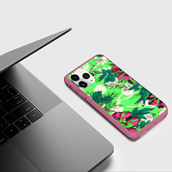 Чехол iPhone 11 Pro матовый Цветы в неоне, цвет: 3D-малиновый — фото 2