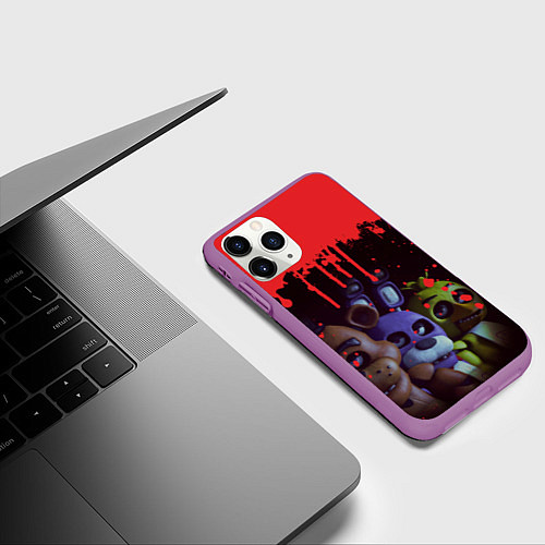 Чехол iPhone 11 Pro матовый Five Nights At Freddys / 3D-Фиолетовый – фото 3