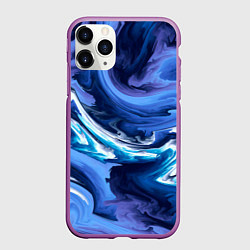 Чехол iPhone 11 Pro матовый Абстрактные волны, цвет: 3D-фиолетовый